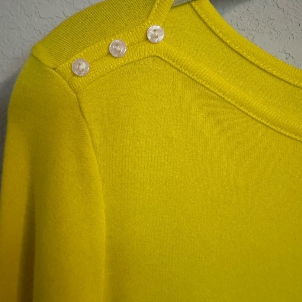 Nordstroms 1901 Button Accent Cotton Knit 3/4 sleeve Top T-Shirt Size S Yellow - Picture 4 of 6